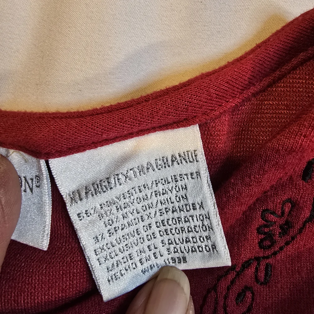 Worthington Knits Red Embroidered Button Front Cardigan XL - Picture 4 of 7